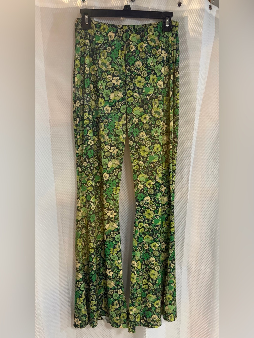 Zara Green Floral Wide-Leg Pants